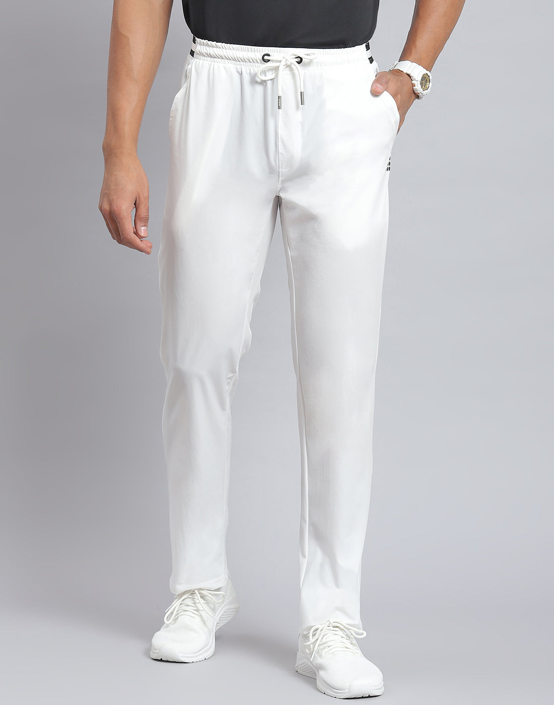 Rock.it Men White Solid Regular Fit Winter Lower