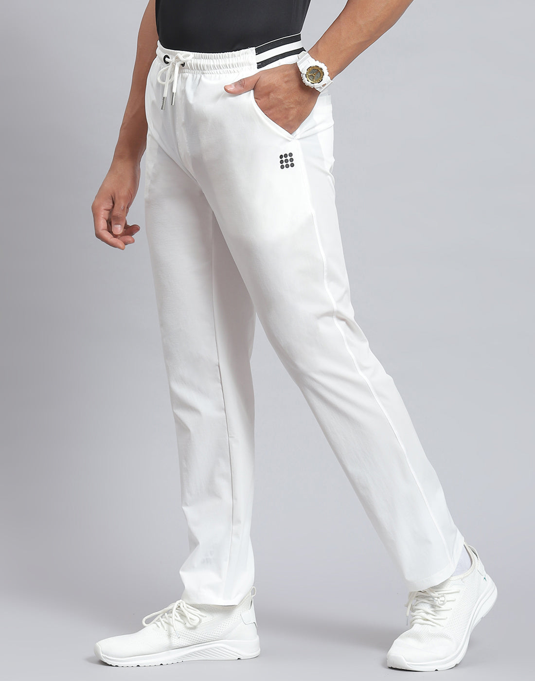 Rock.it Men White Solid Regular Fit Winter Lower