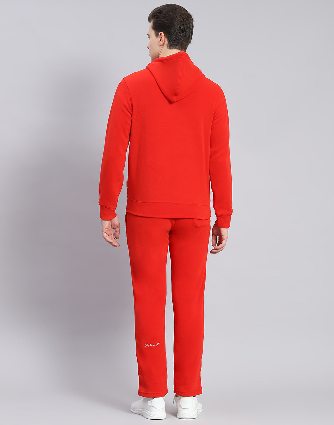 Rock.it Men Red Solid Hooded Full Sleeve Tracksuit