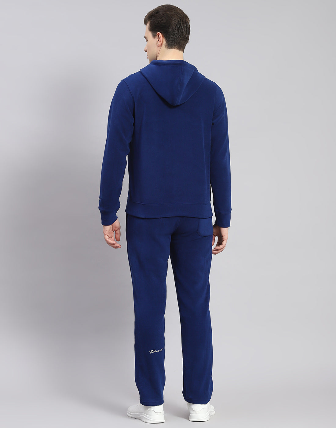 Rock.it Men Blue Solid Hooded Full Sleeve Tracksuit