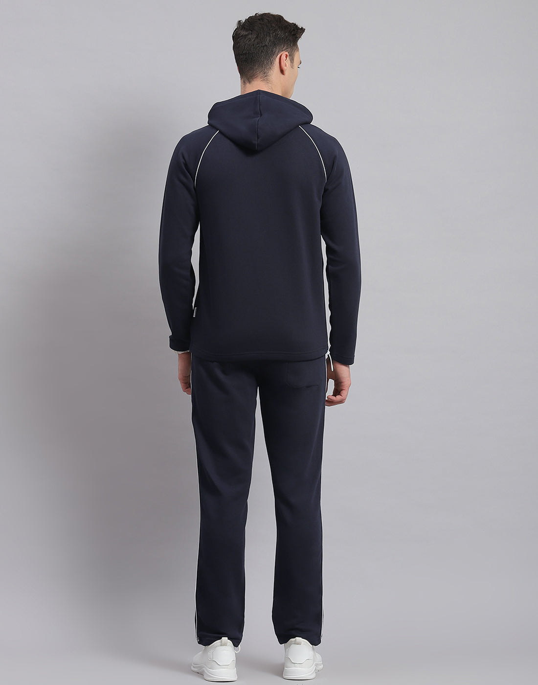 Rock.it Men Navy Blue Solid Hooded Full Sleeve Tracksuit