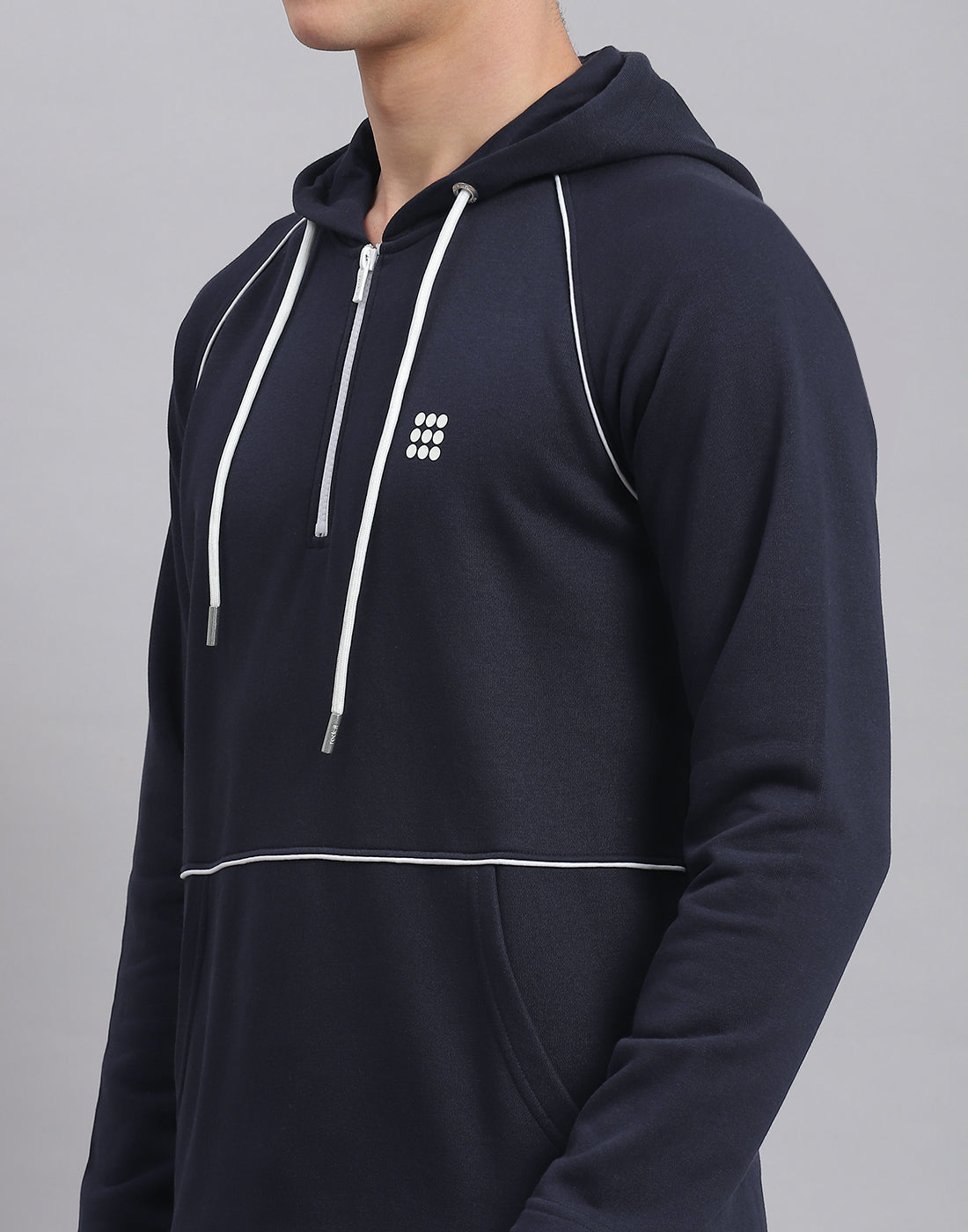 Rock.it Men Navy Blue Solid Hooded Full Sleeve Tracksuit