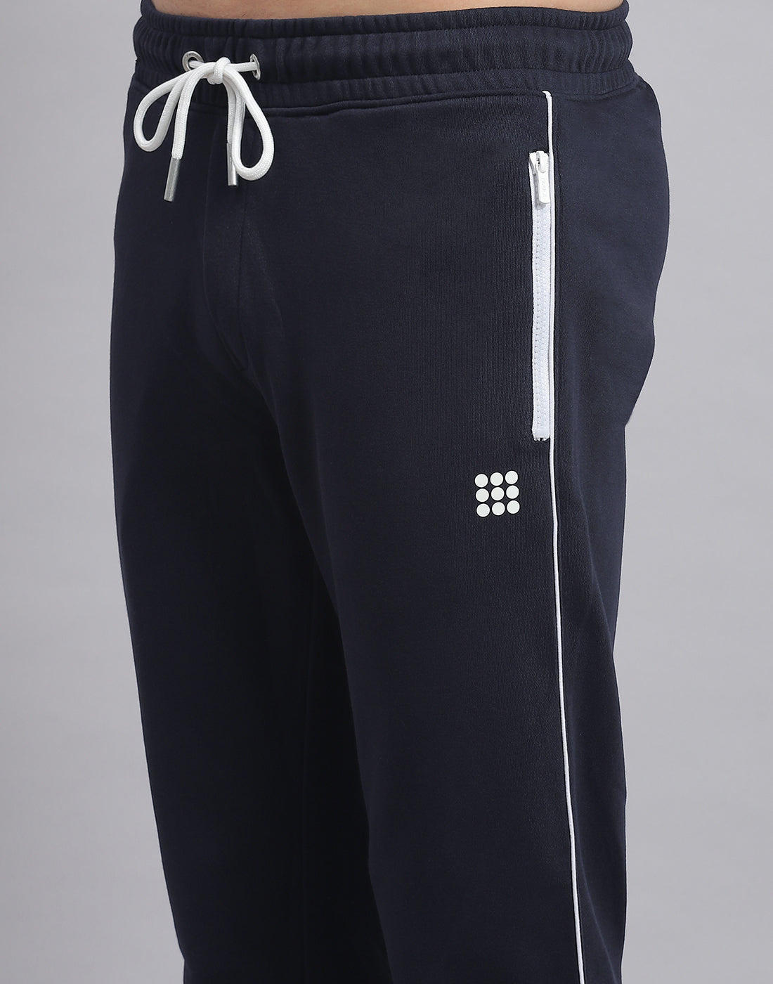 Rock.it Men Navy Blue Solid Hooded Full Sleeve Tracksuit