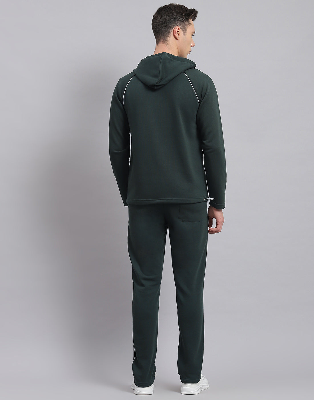 Rock.it Men Green Solid Hooded Full Sleeve Tracksuit