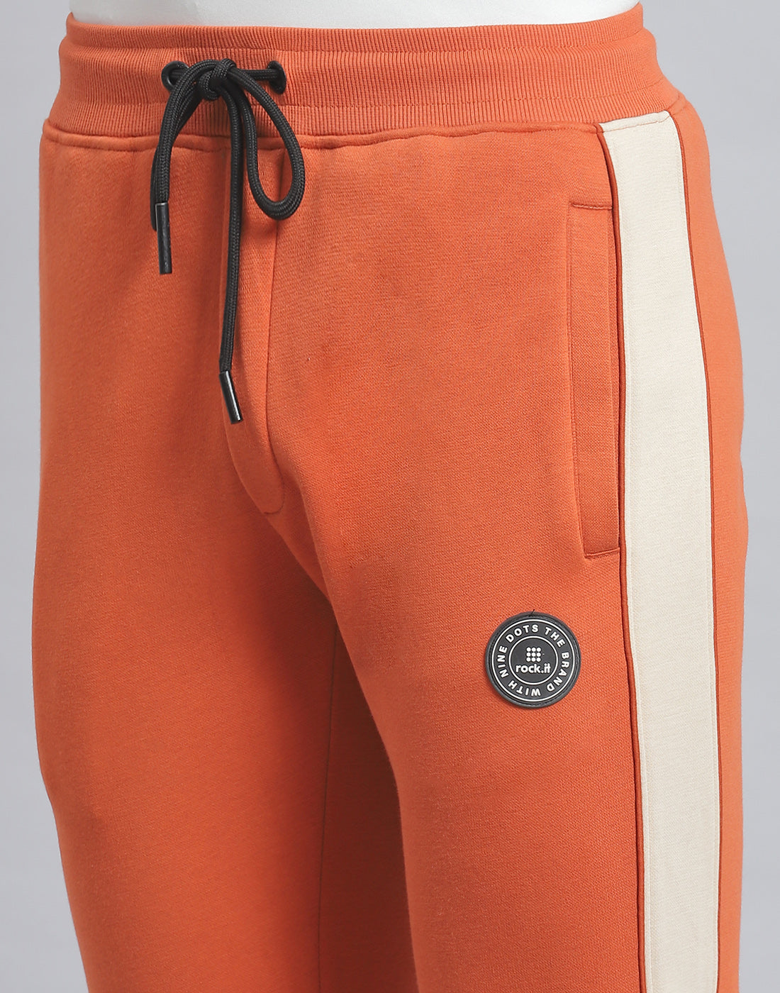 Rock.it Men Rust Solid Stand Collar Full Sleeve Tracksuit