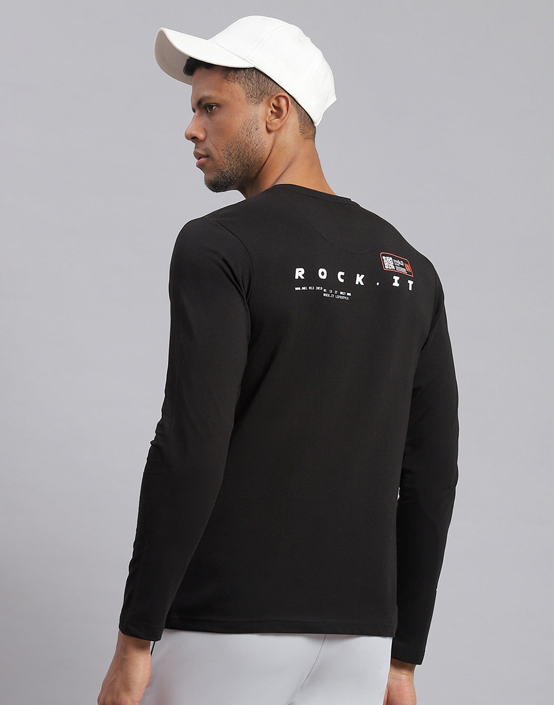 Rock.it Men Black Printed Round Neck Full Sleeve Active T-Shirt