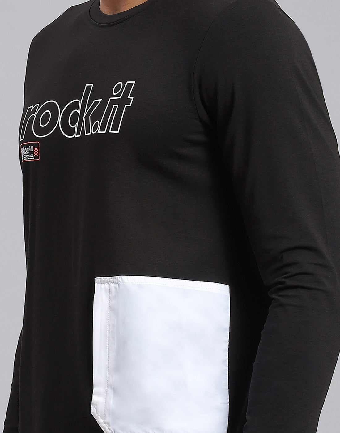 Rock.it Men Black Printed Round Neck Full Sleeve Active T-Shirt