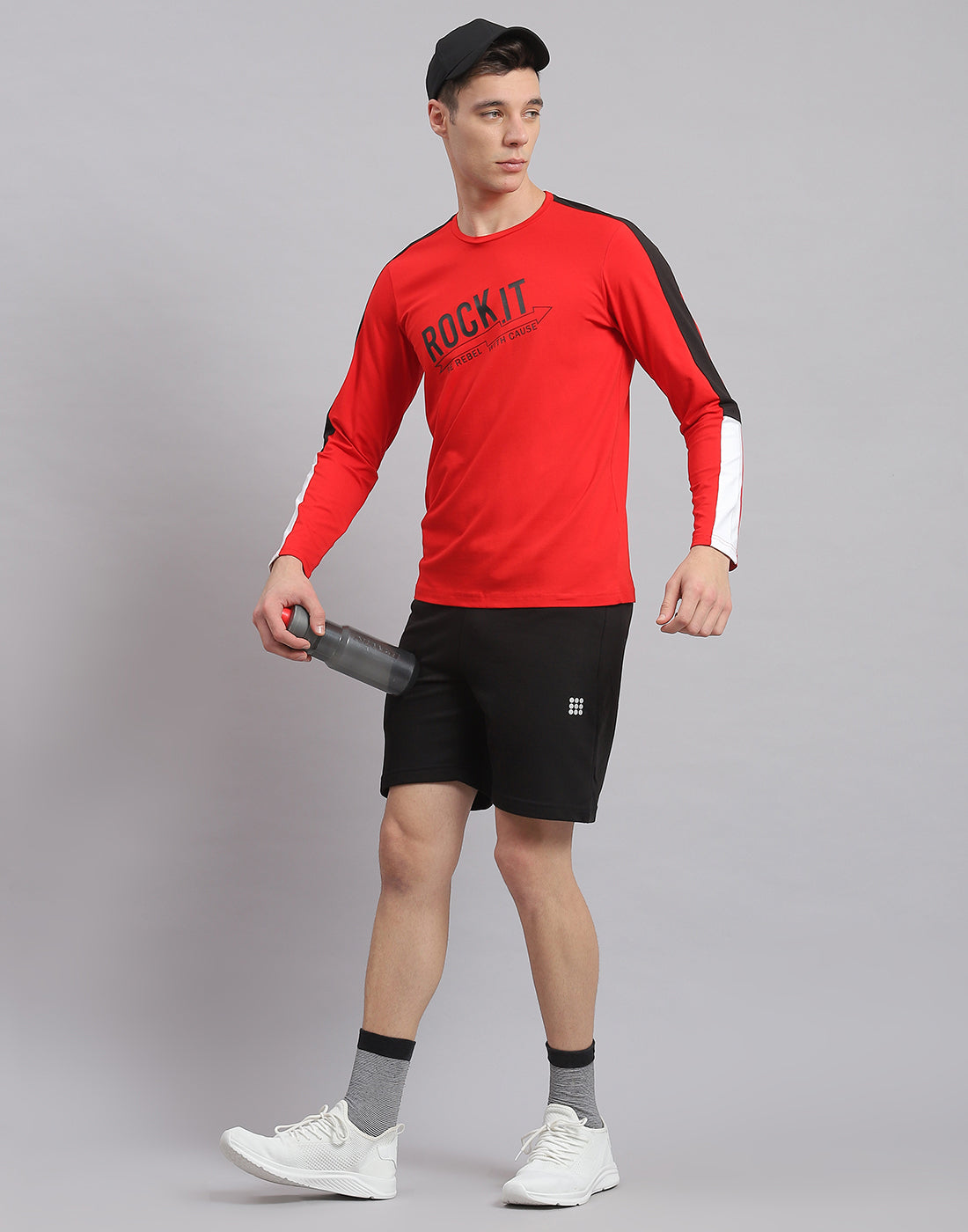 Rock.it Men Red Printed Round Neck Full Sleeve Active T-Shirt