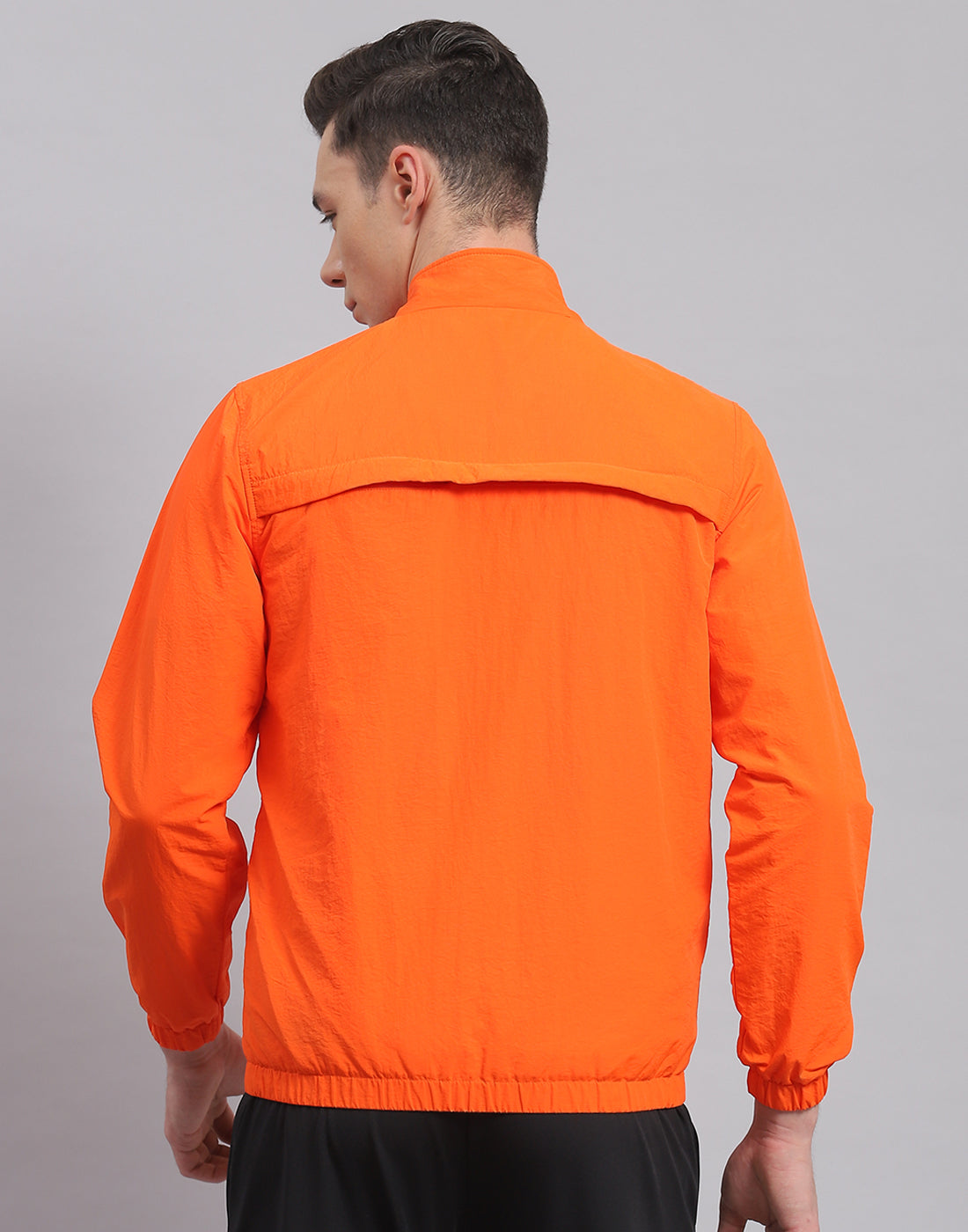 Rock.it Men Orange Solid Stand Collar Full Sleeve Jacket