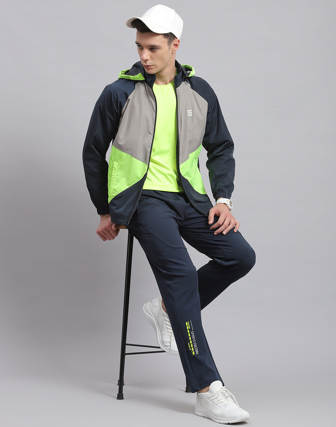 Rock.it Men Navy Blue Solid Hooded Full Sleeve Jacket