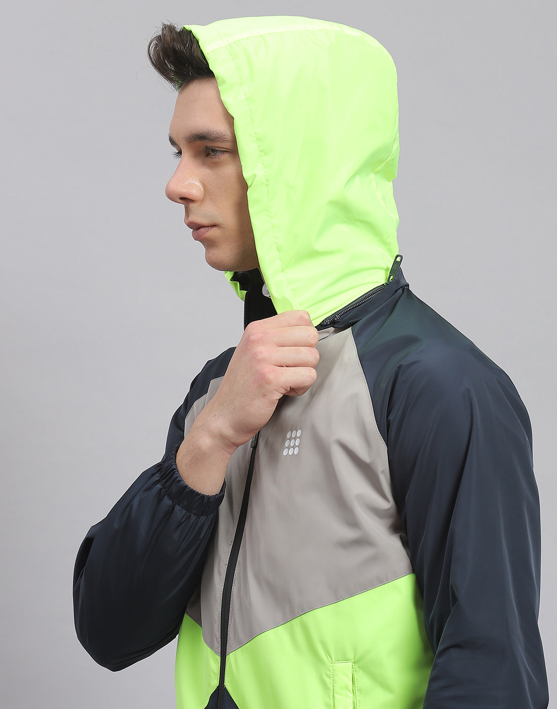 Rock.it Men Navy Blue Solid Hooded Full Sleeve Jacket