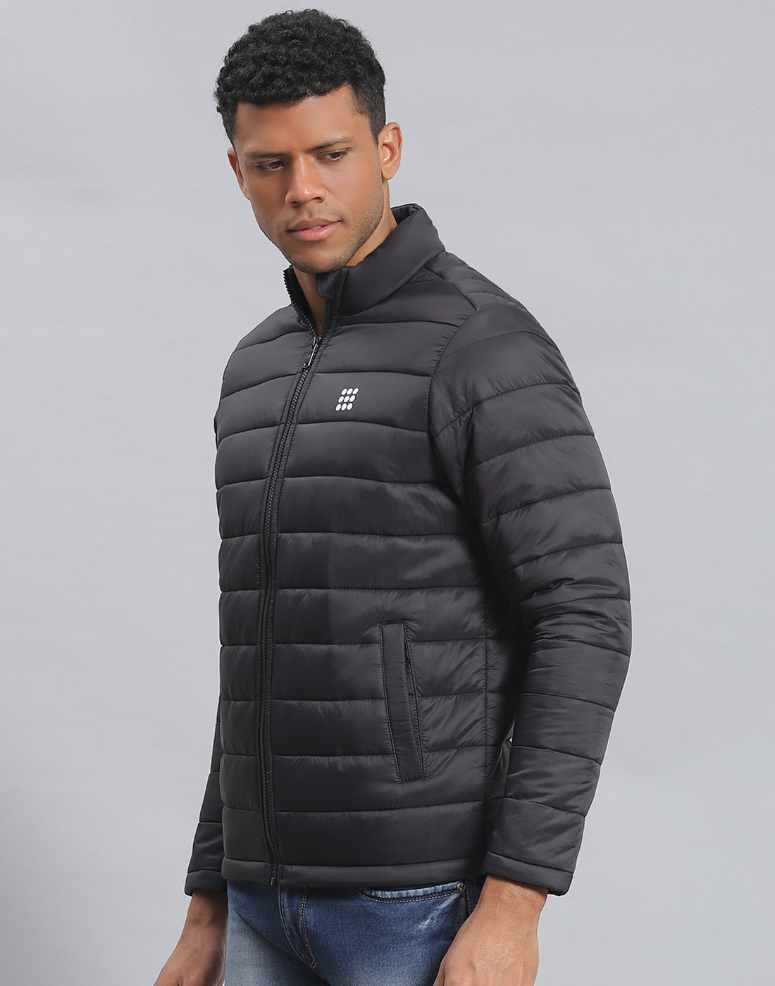 Rock.it Men Black Solid Stand Collar Full Sleeve Jacket