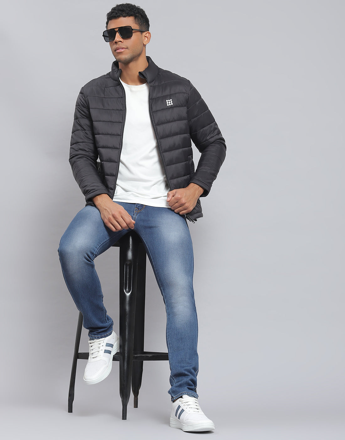 Rock.it Men Black Solid Stand Collar Full Sleeve Jacket