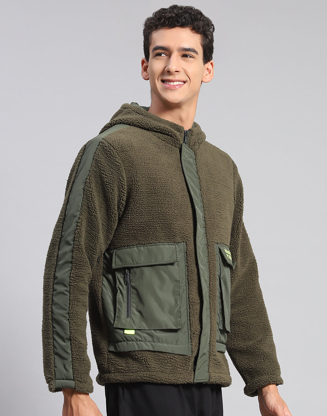 Rock.it Men Olive Solid Hooded Full Sleeve Jacket