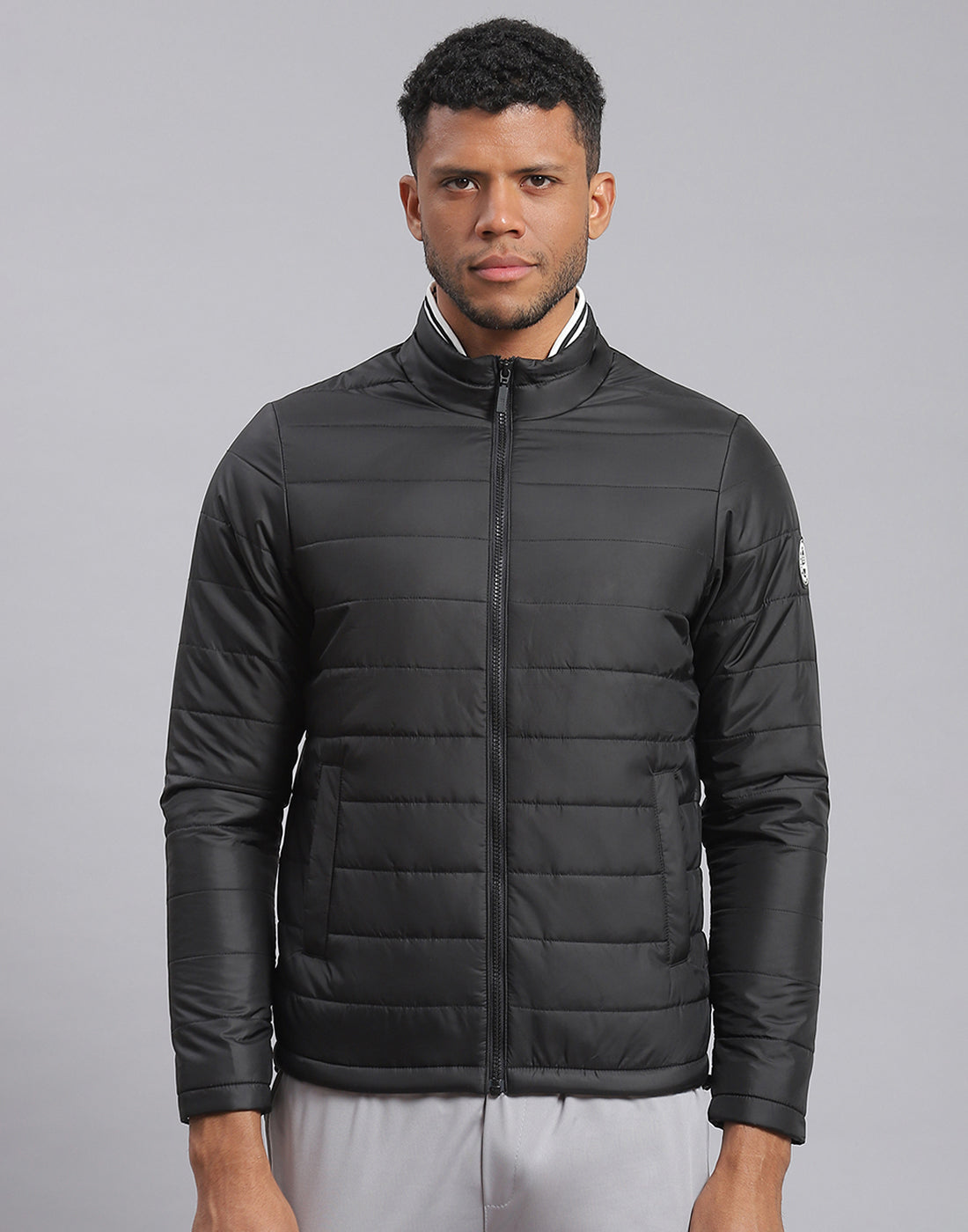 Rock.it Men Black Solid Stand Collar Full Sleeve Jacket