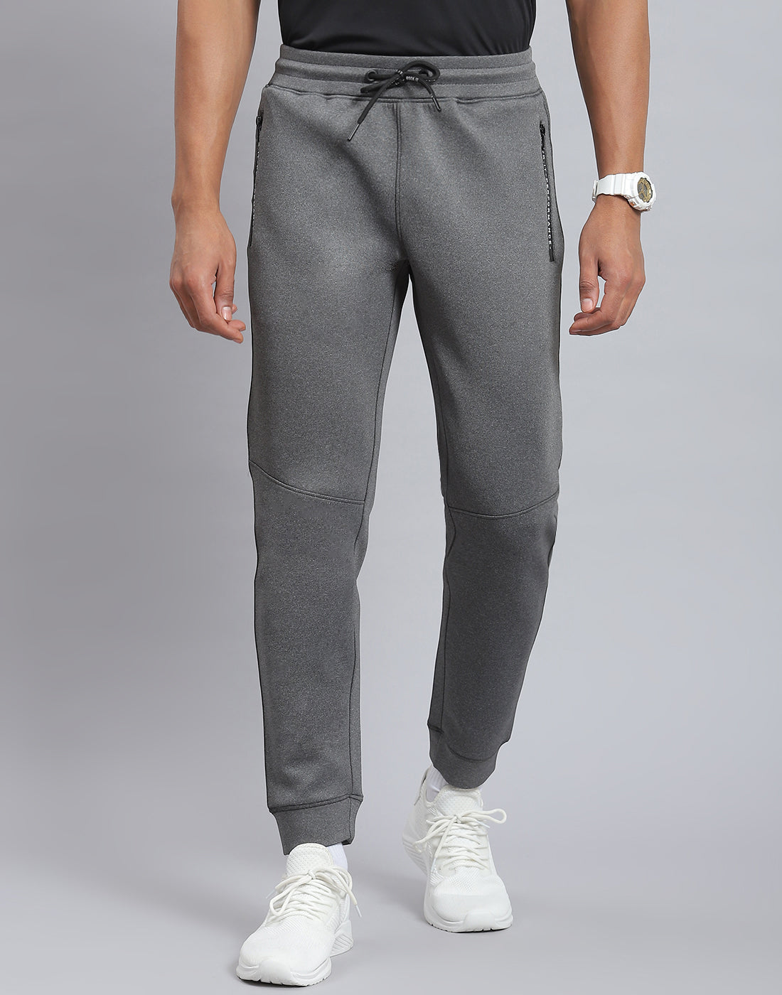 Rock.it Men Grey Solid Regular Fit Winter Lower