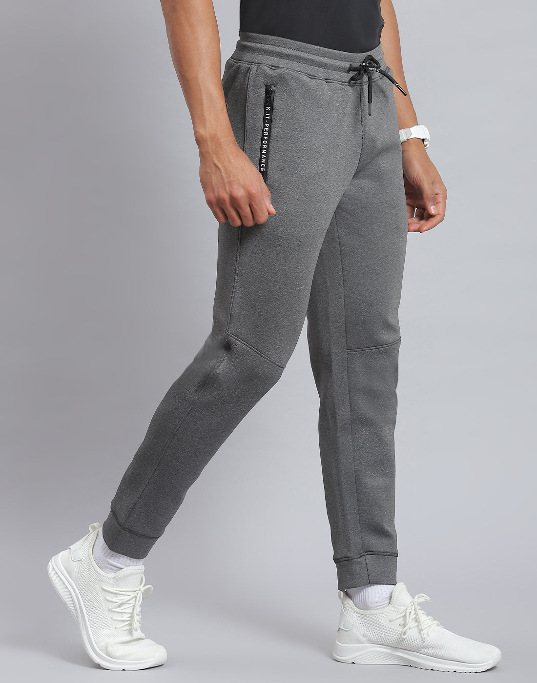 Rock.it Men Grey Solid Regular Fit Winter Lower