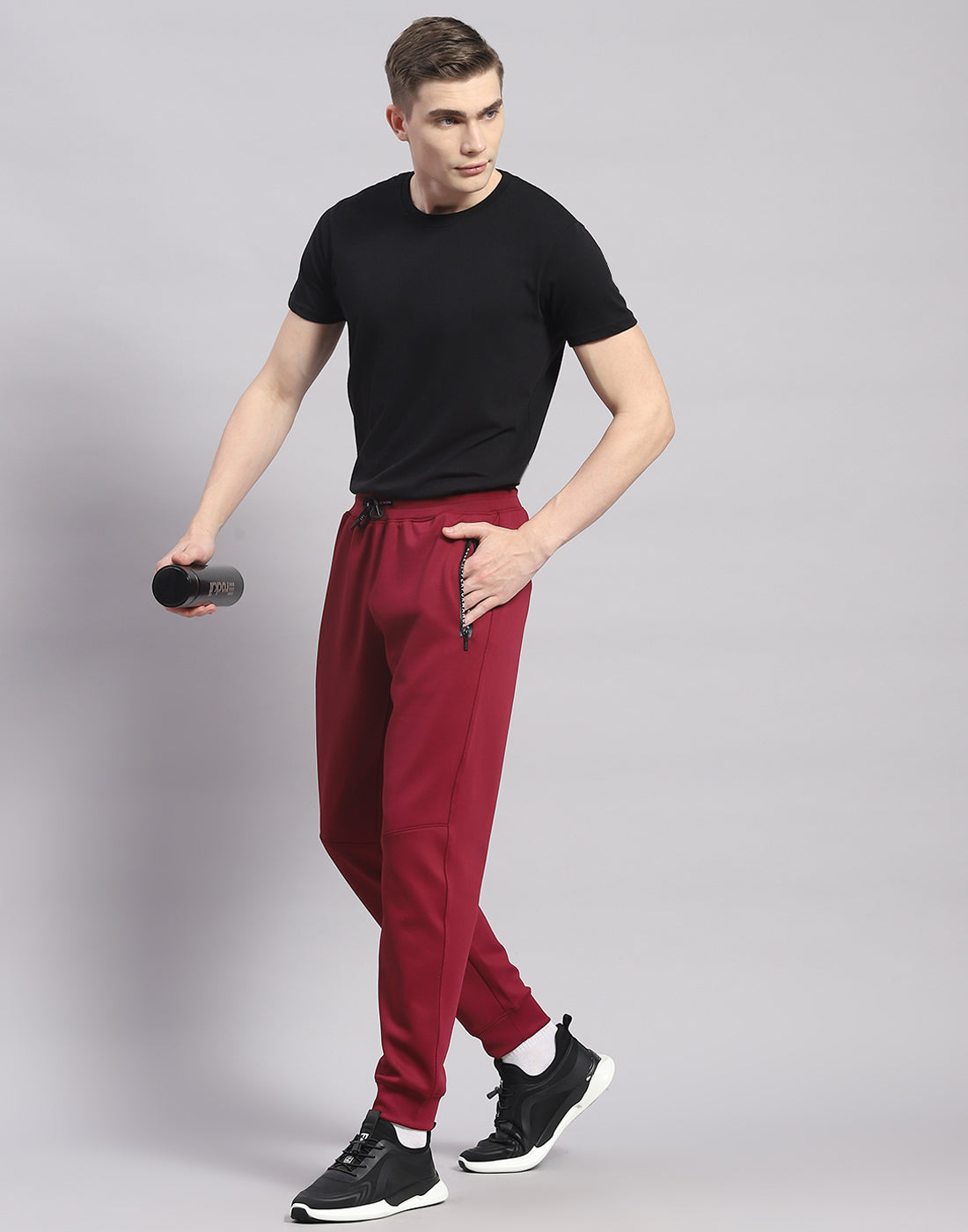 Rock.it Men Maroon Solid Regular Fit Lower