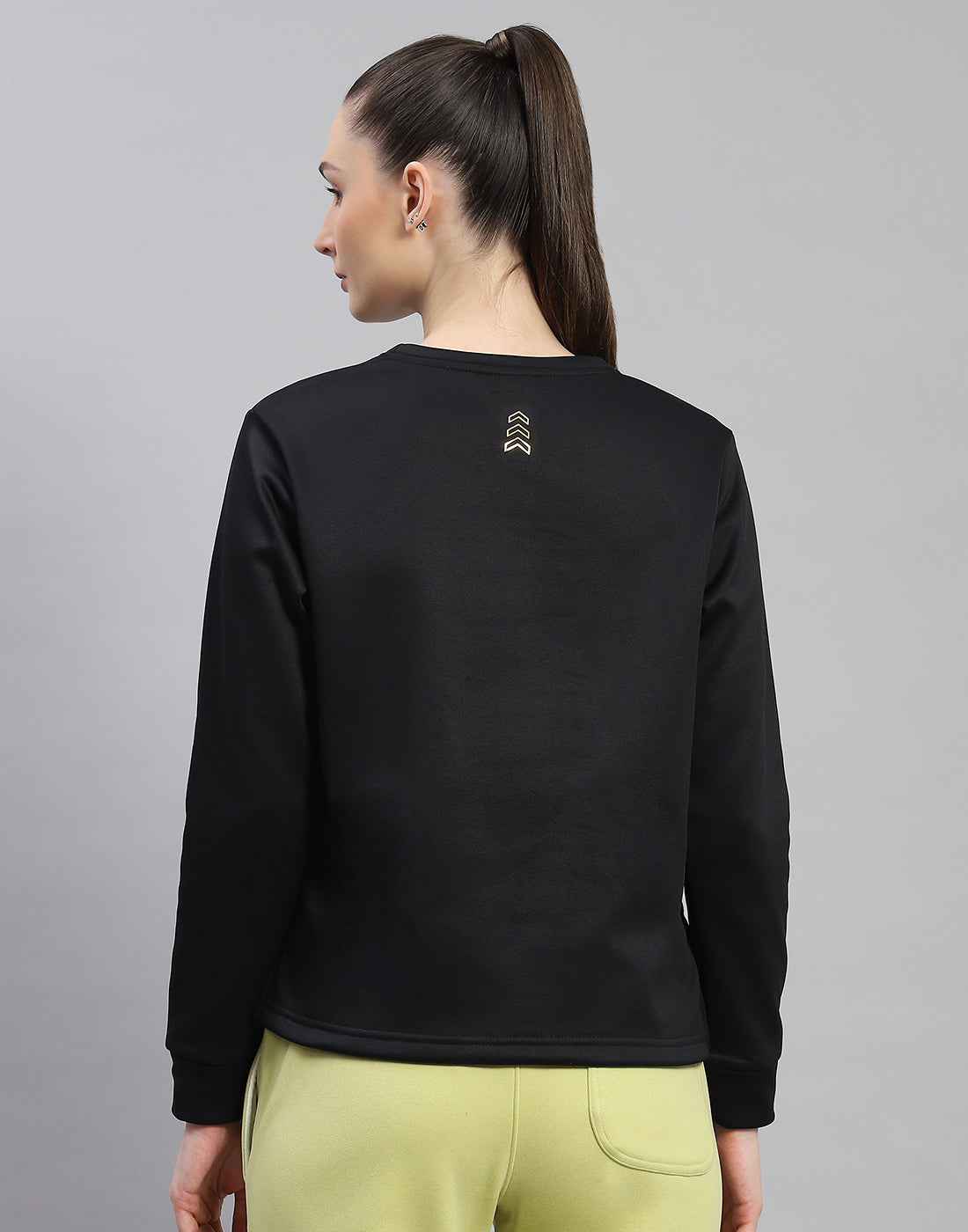 Rock.it Women Black Printed Round Neck Full Sleeve Sweatshirt