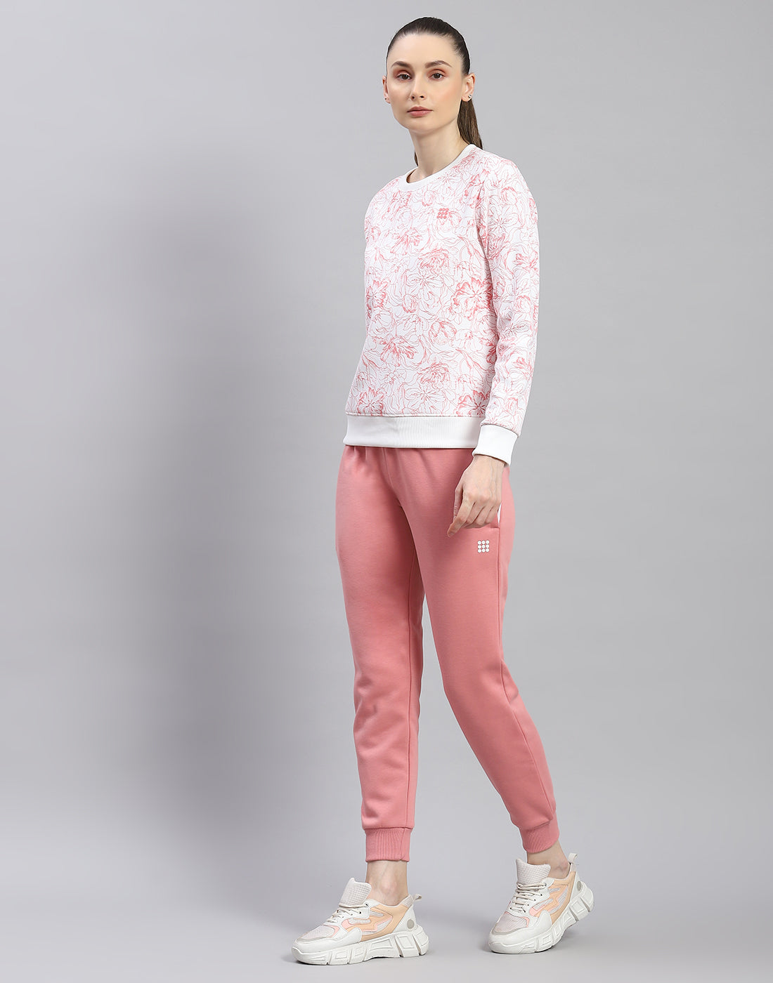 Rock.it Women Pink Printed Round Neck Full Sleeve Cords Set