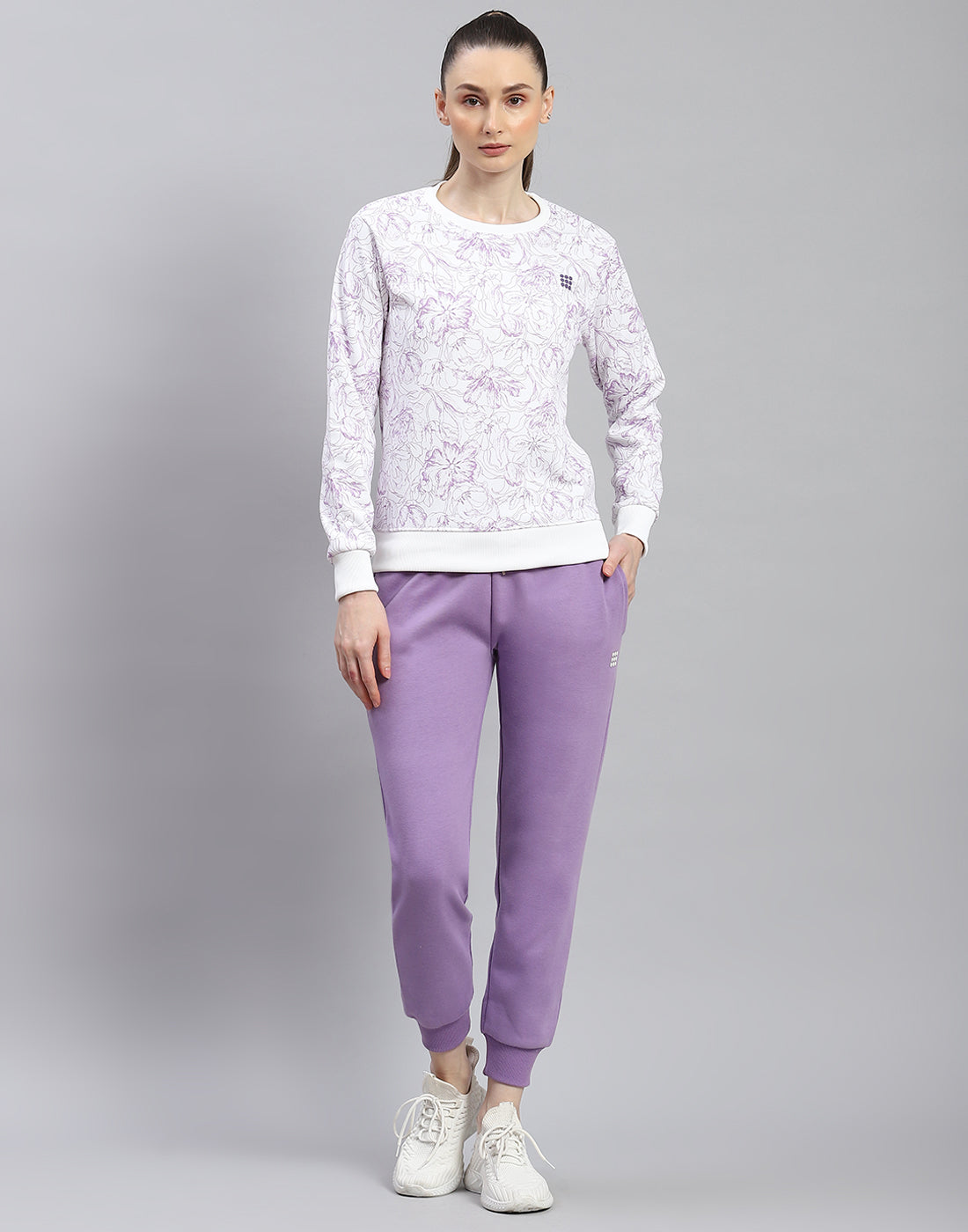 Rock.it Women Purple Printed Round Neck Full Sleeve Cords Set