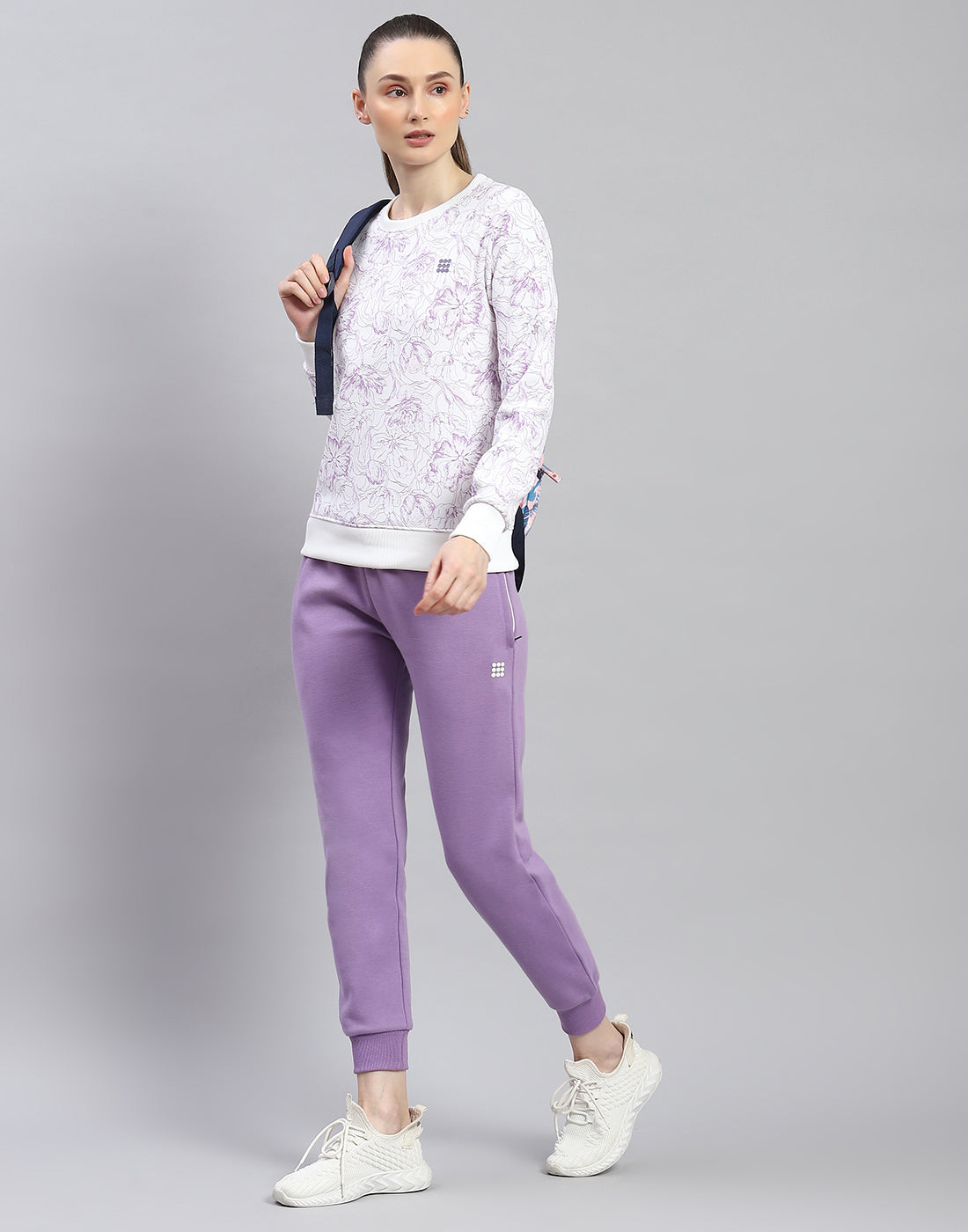 Rock.it Women Purple Printed Round Neck Full Sleeve Cords Set