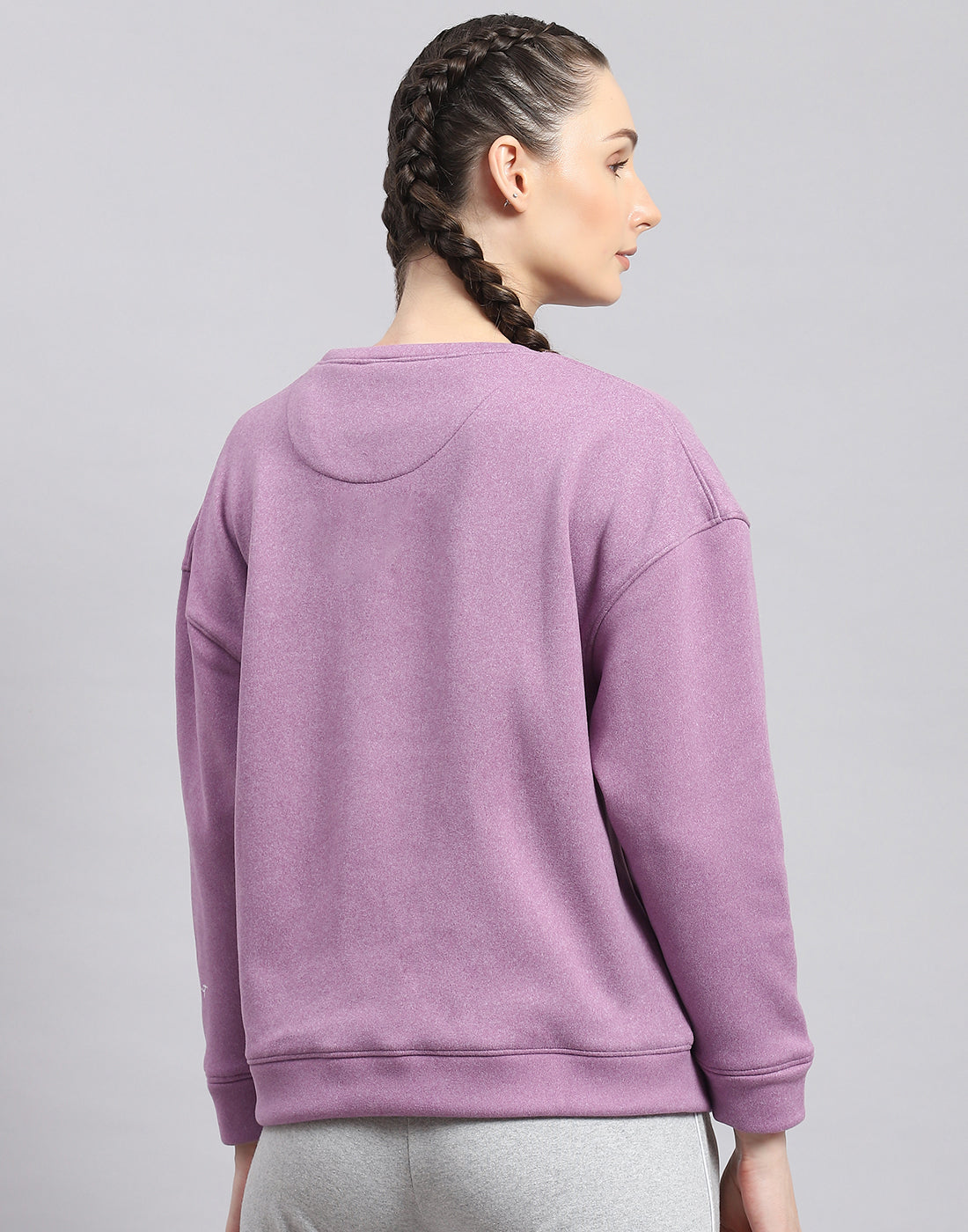 Rock.it Women Purple Solid Round Neck Full Sleeve Sweatshirt