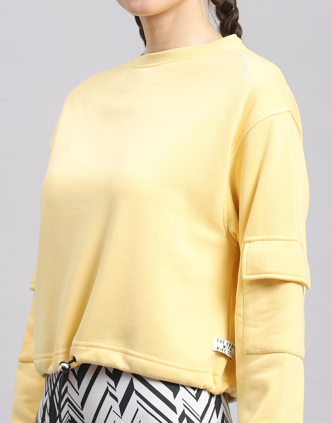 Rock.it Women Yellow Solid Round Neck Full Sleeve Sweatshirt