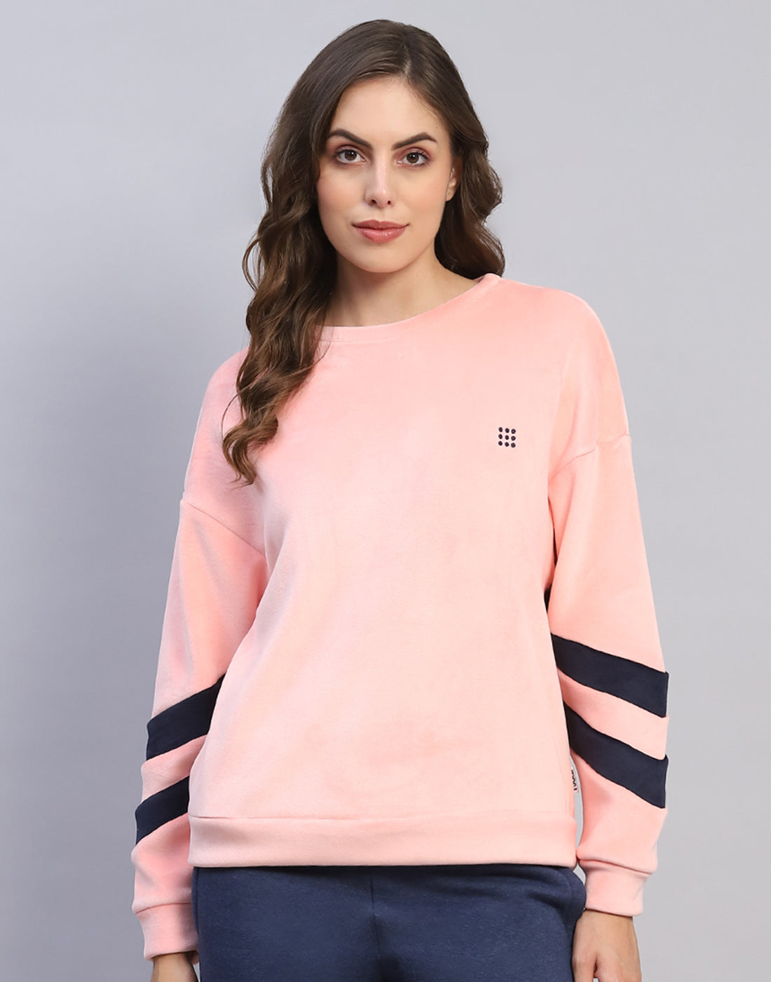 Rock.it Women Pink Solid Round Neck Full Sleeve Sweatshirt