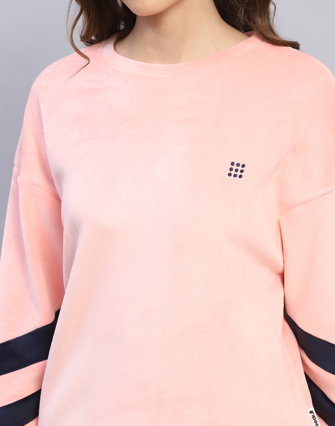 Rock.it Women Pink Solid Round Neck Full Sleeve Sweatshirt