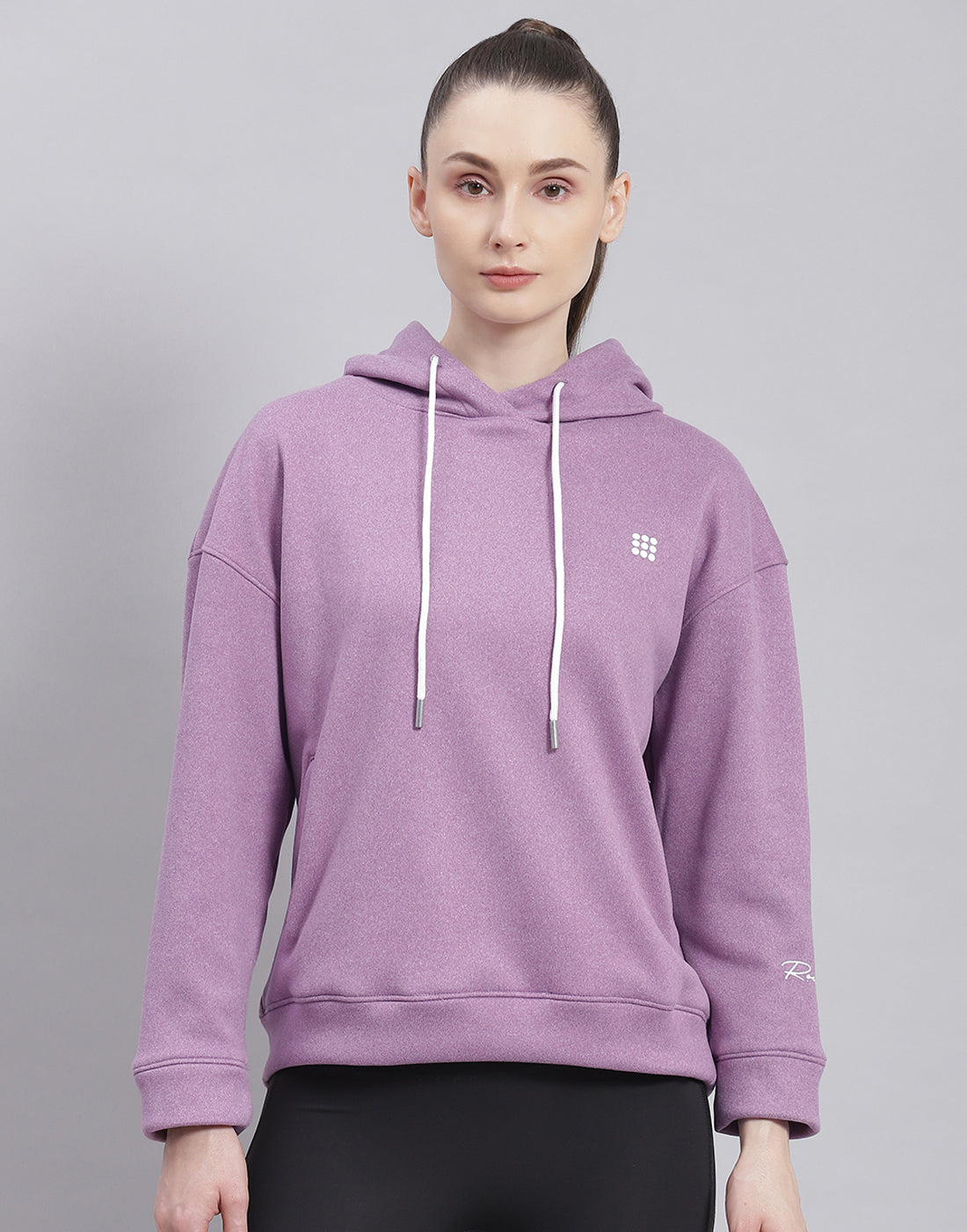 Rock.it Women Purple Solid Hooded Full Sleeve Sweatshirt