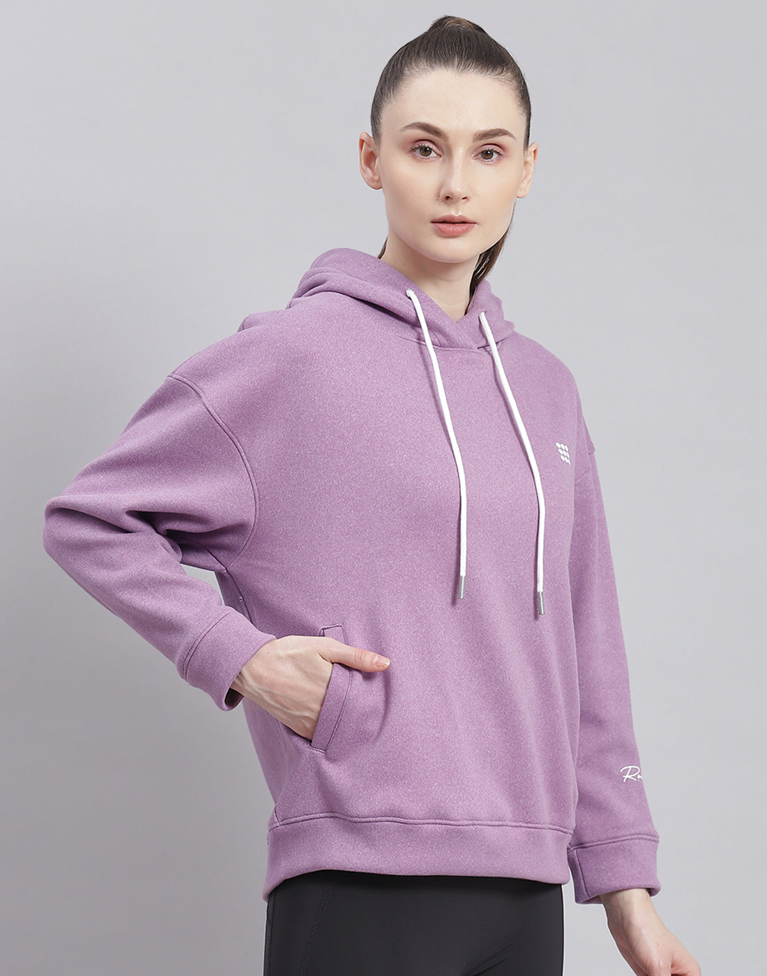Rock.it Women Purple Solid Hooded Full Sleeve Sweatshirt