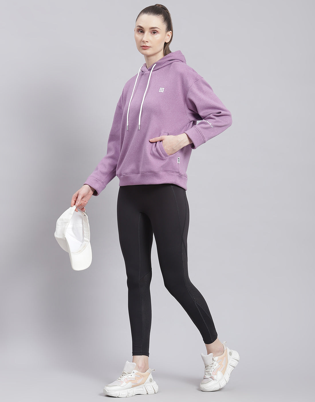 Rock.it Women Purple Solid Hooded Full Sleeve Sweatshirt