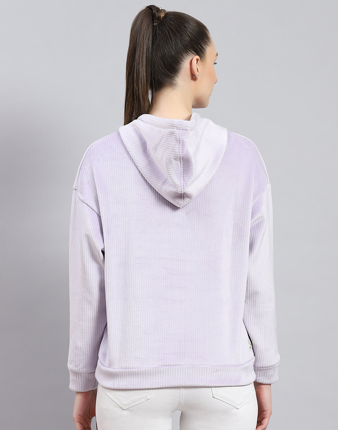 Rock.it Women Purple Solid Hooded Full Sleeve Sweatshirt