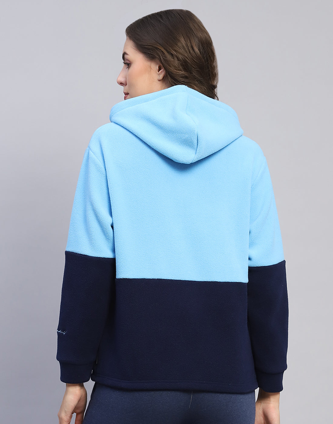 Rock.it Women Blue Solid Hooded Full Sleeve Sweatshirt