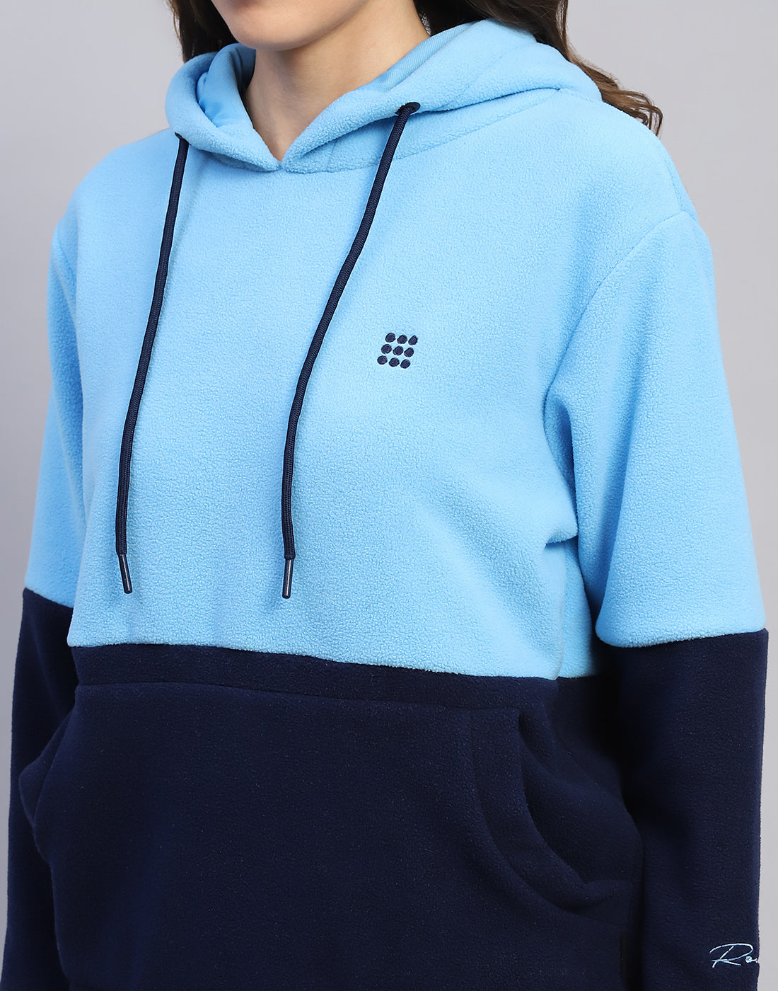Rock.it Women Blue Solid Hooded Full Sleeve Sweatshirt