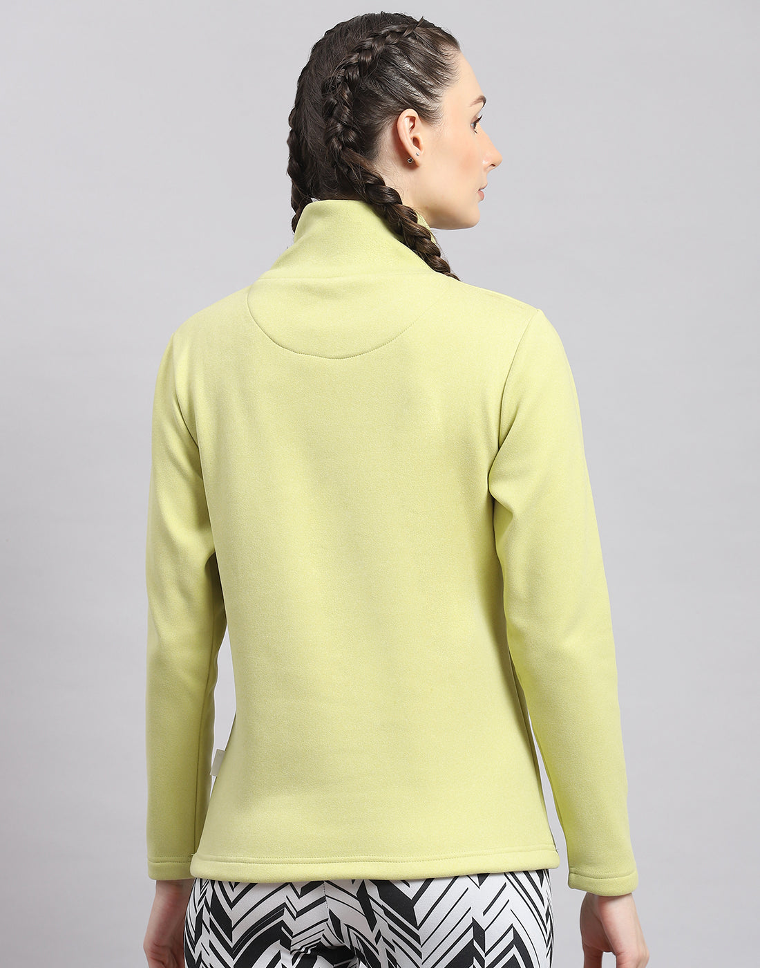 Rock.it Women Green Solid T Neck Full Sleeve Sweatshirt