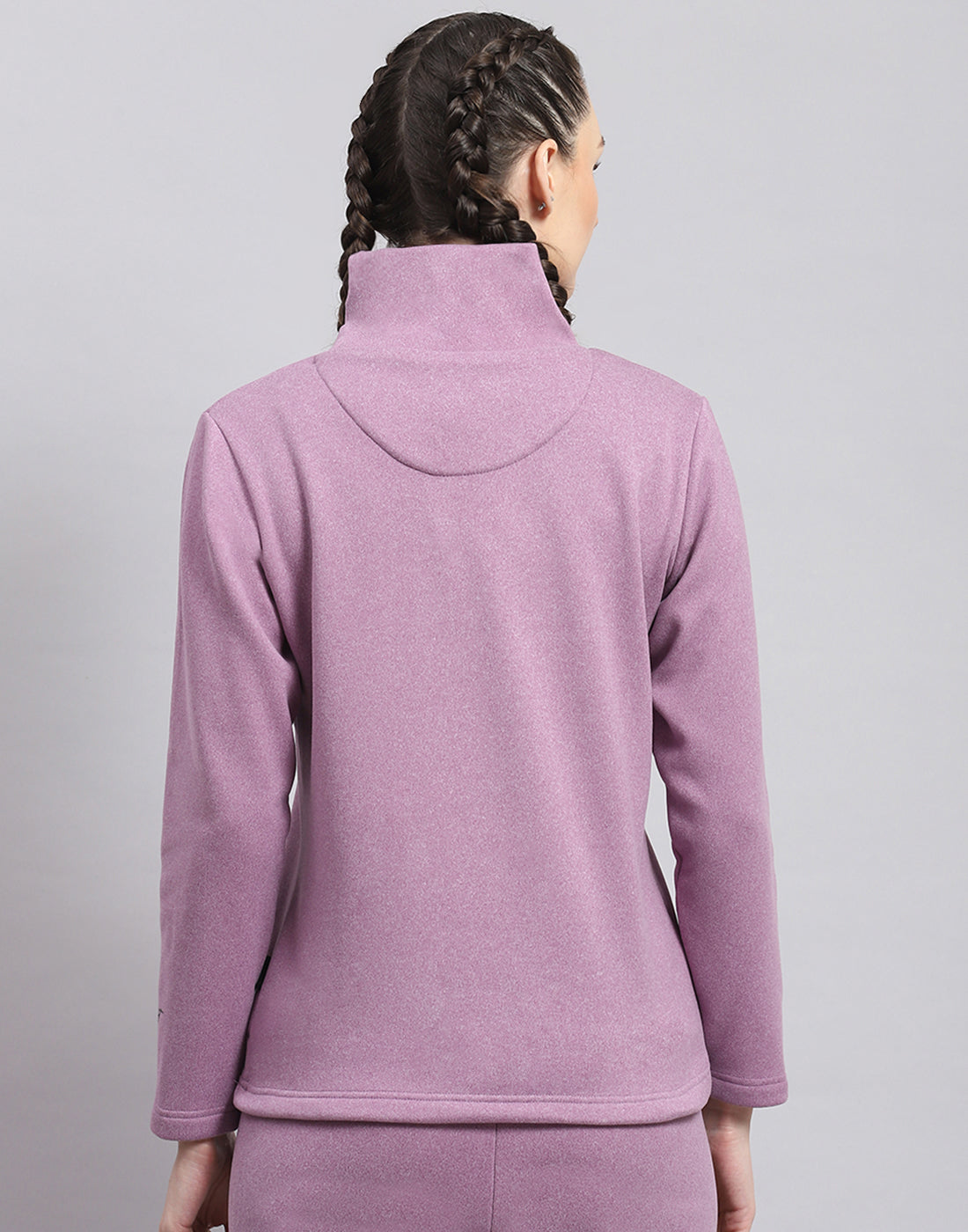 Rock.it Women Purple Solid T Neck Full Sleeve Sweatshirt