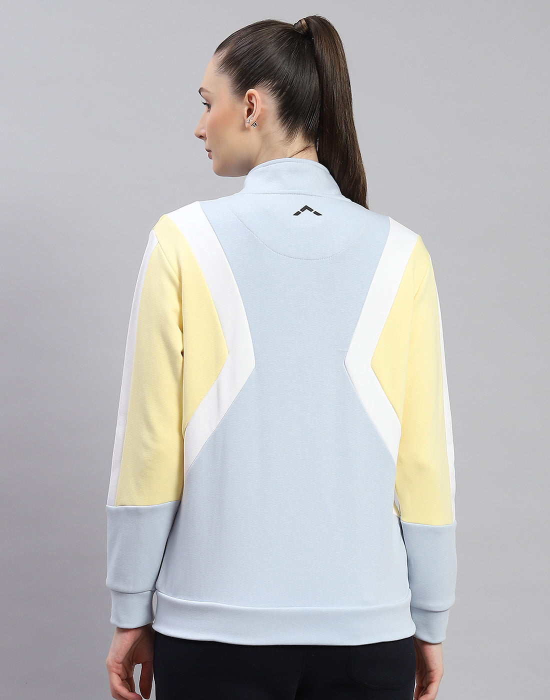 Rock.it Women Blue Solid Stand Collar Full Sleeve Sweatshirt