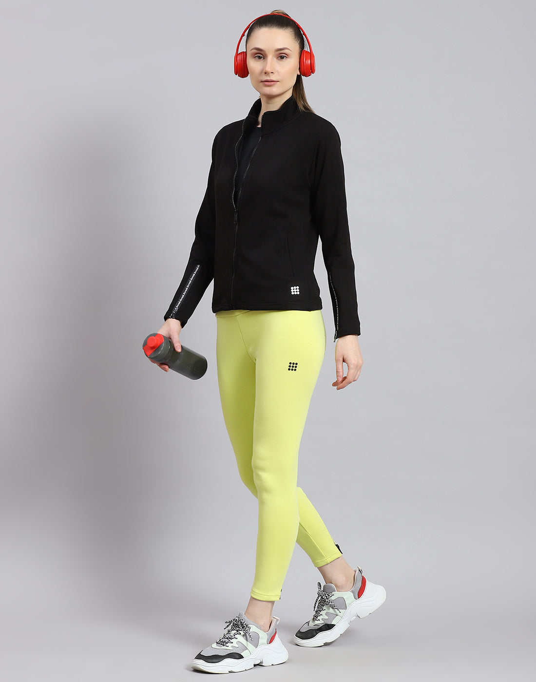 Rock.it Women Black Solid Stand Collar Full Sleeve Sweatshirt