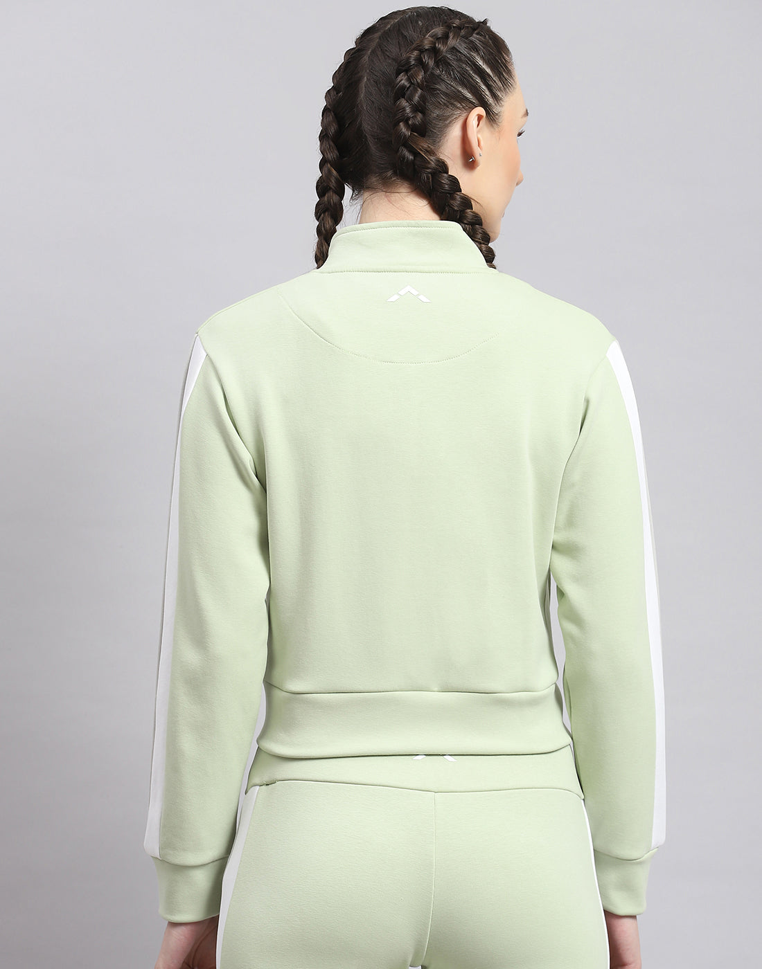Rock.it Women Green Solid Stand Collar Full Sleeve Sweatshirt