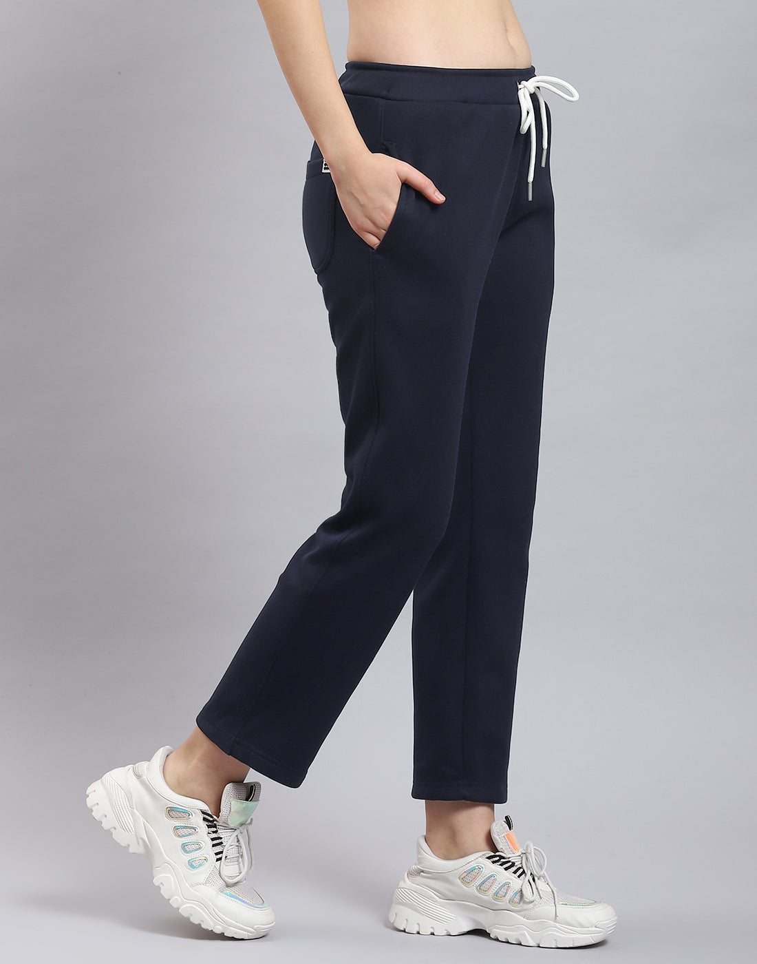 Rock.it Women Navy Blue Solid Regular Fit Winter Lower
