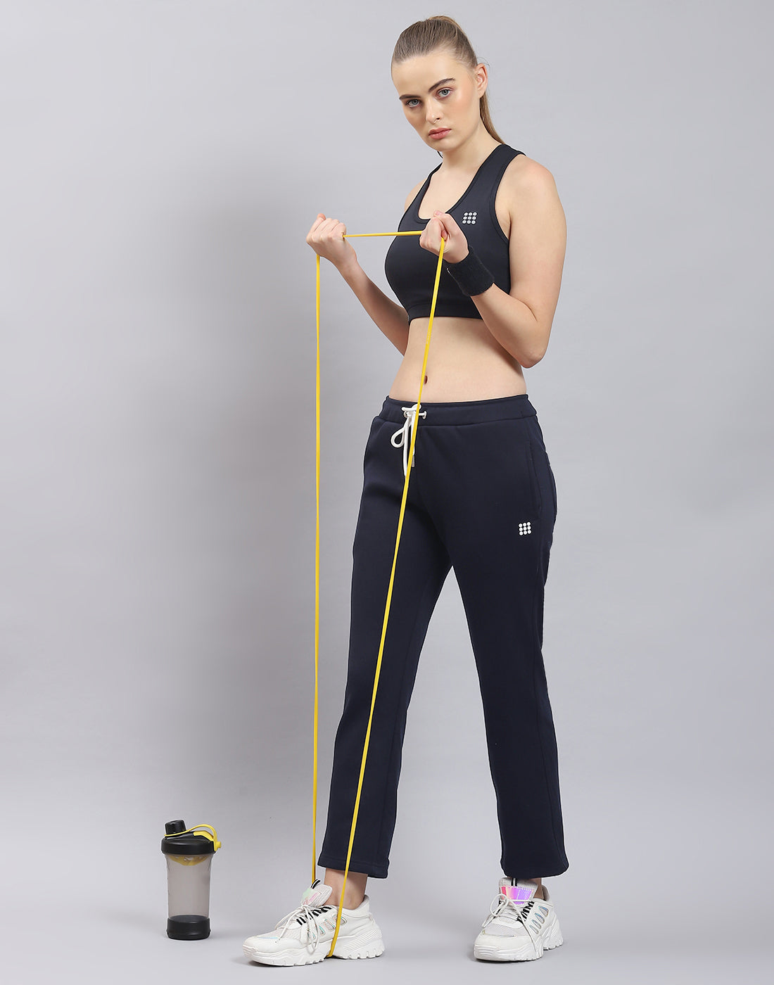 Rock.it Women Navy Blue Solid Regular Fit Winter Lower