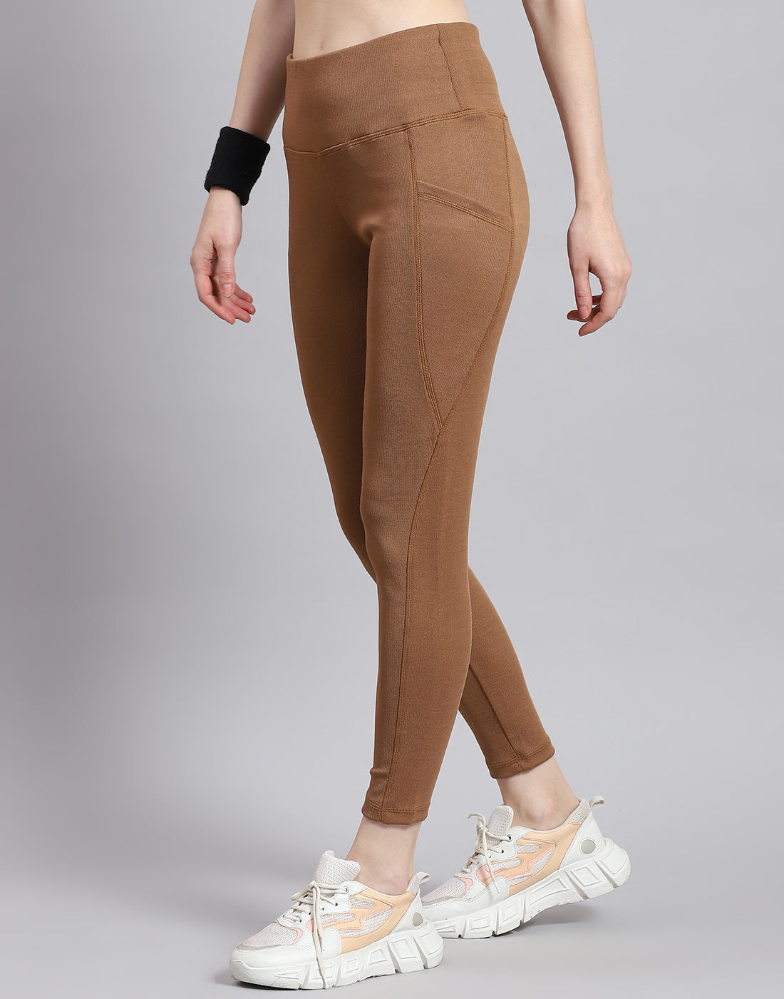 Rock.it Women Camel Brown Solid Regular Fit Legging