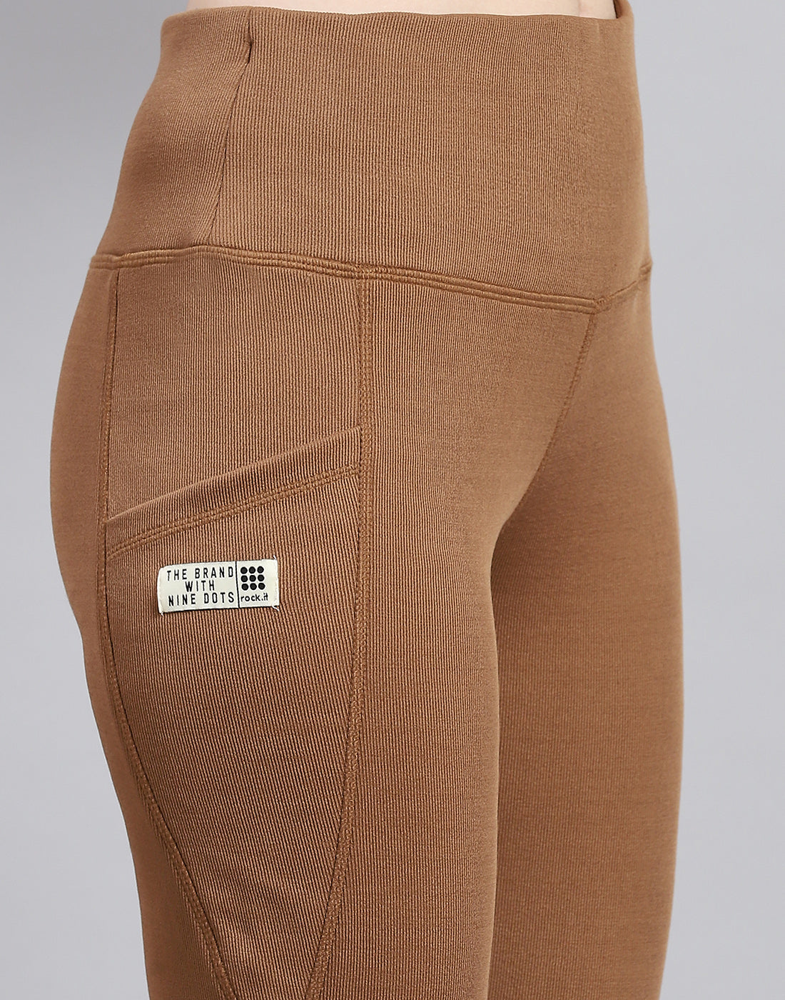 Rock.it Women Camel Brown Solid Regular Fit Legging