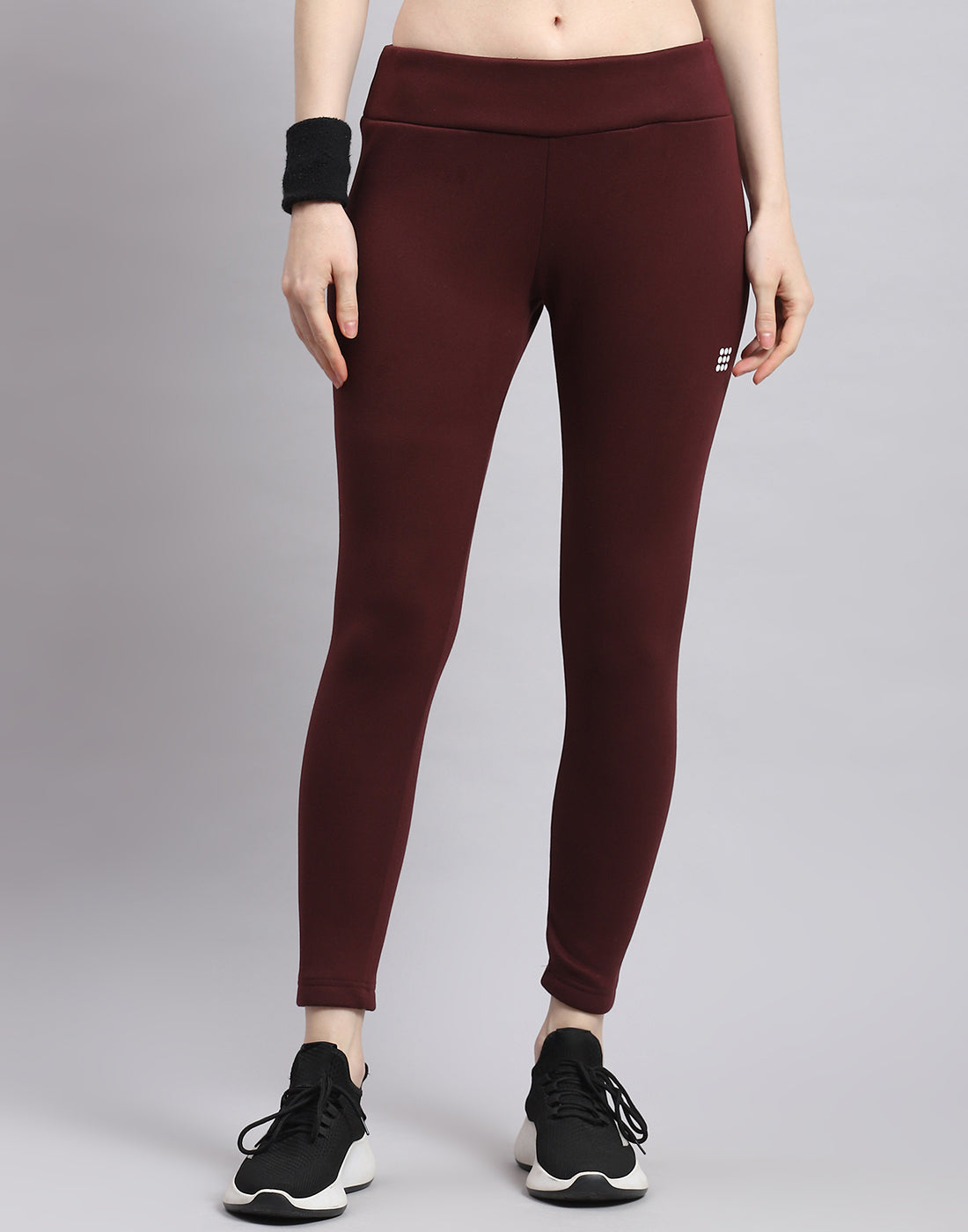Women Maroon Solid Regular Fit Legging - Main Image