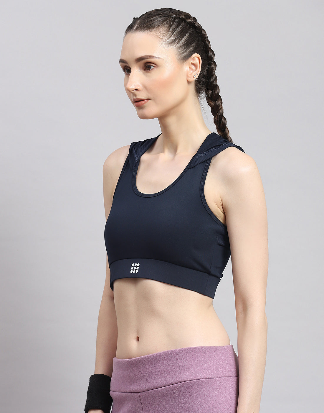 Rock.it Women Navy Blue Solid Sports Bra