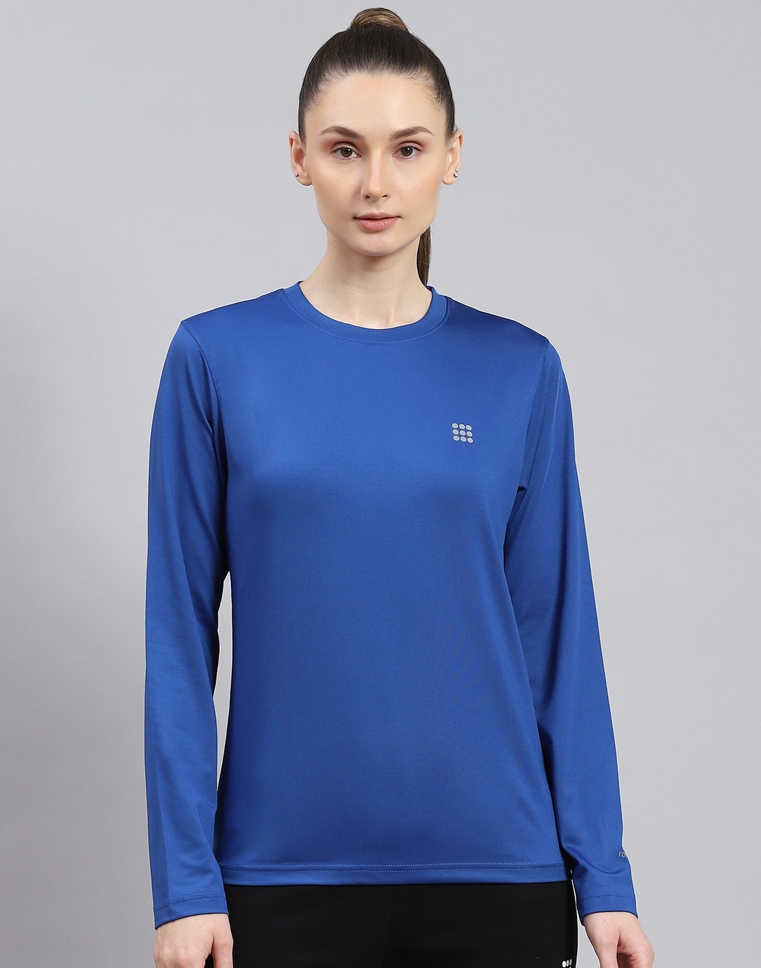 Rock.it Women Blue Solid Round Neck Full Sleeve Top