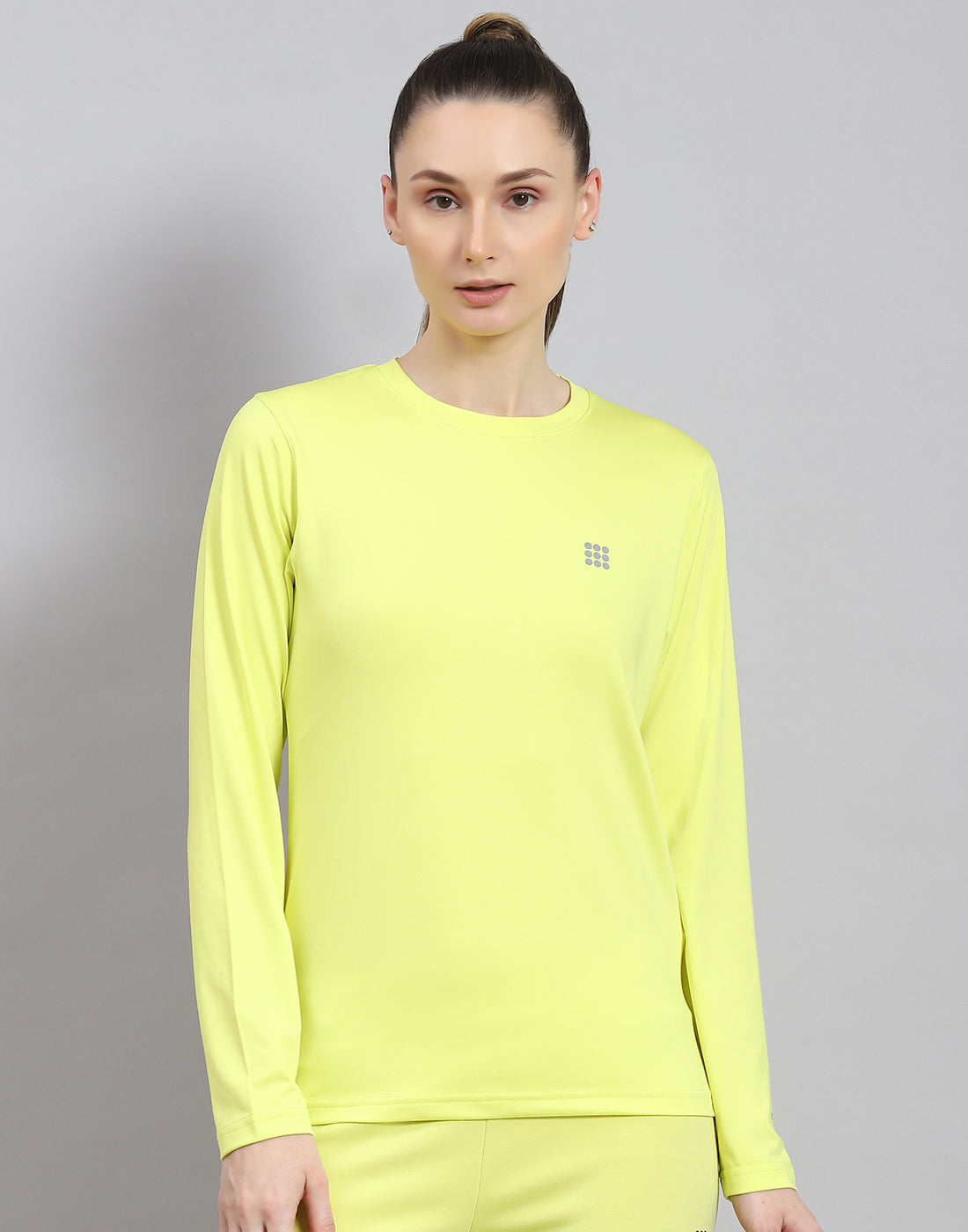Rock.it Women Yellow Solid Round Neck Full Sleeve Top