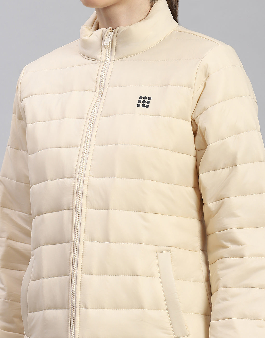 Rock.it Women Cream Solid Stand Collar Full Sleeve Jacket